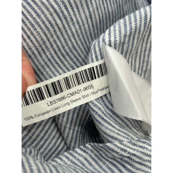 Quince Womens Linen Button Down Shirt Long Sleeve Pinstriped Blue White Size S - Picture 5 of 7